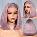 13x5 Pre-Everything Glueless Ash Purple Straight Bob with Invisible Knots
