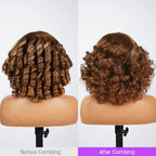 6x5 Glueless Honey Blonde Highlights Bouncy Curl Wig